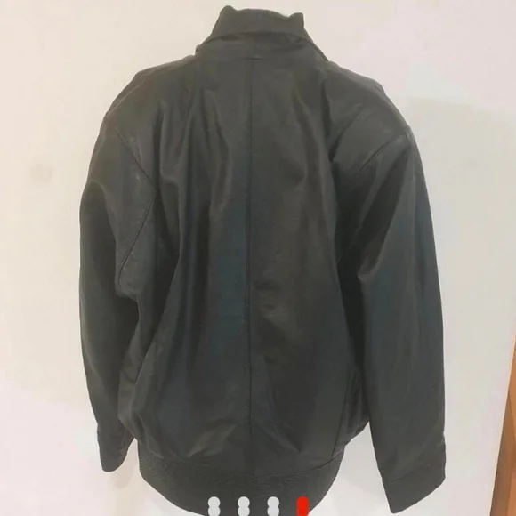 Size 12 80s vintage leather bomber jacket retro - Picture 4 of 9